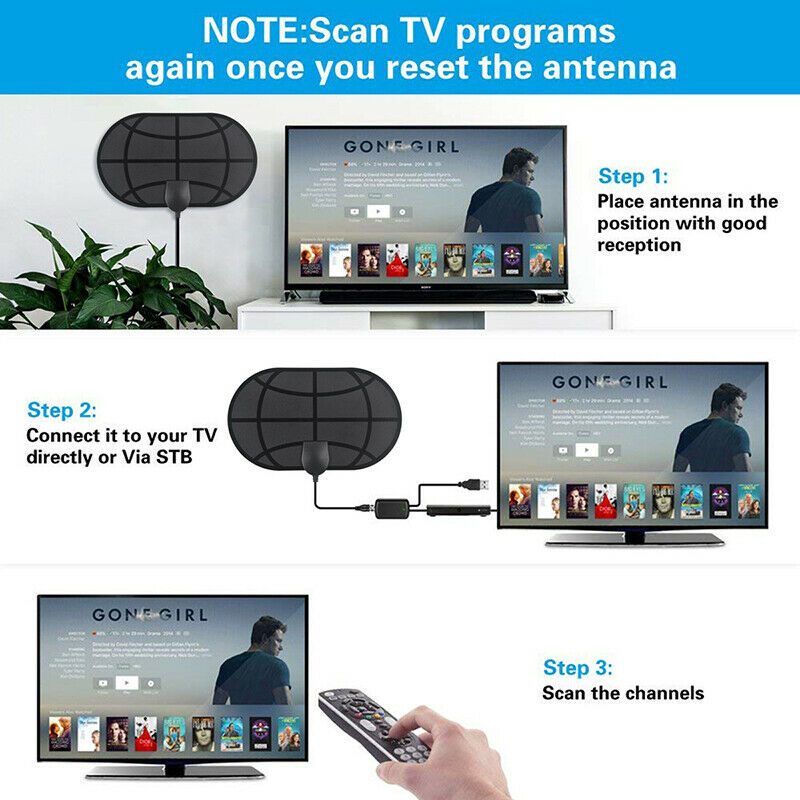 Indoor Television 980 Miles Signal Amplifier FREE HD TV Program Antenna for Life