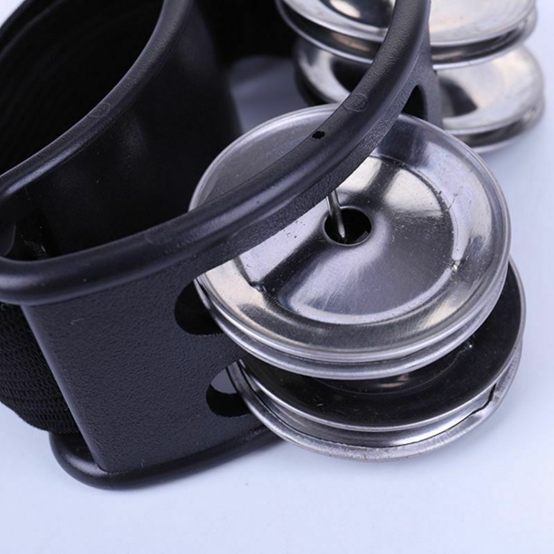 Foot Tambourine Percussion with Steel Jingles for Cajon & Guitar Players bl