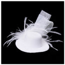 Mini Hat Top Hat Mini Barrette Hair Clip Feather White D7T5