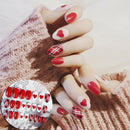 red heart acrylic nail tips short false nails art fingernails 24pcs/set -Q