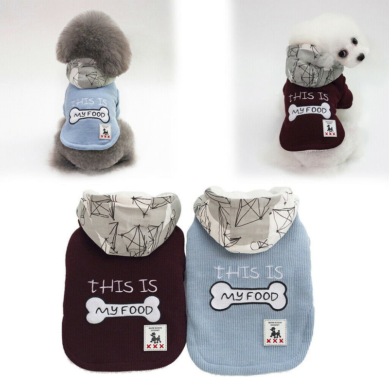 Dog Coat Hoodie Pet Winter Clothes Warm Soft for Medium Large Dogs Blue M