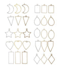 30PCS Open Bezel Frame Pendants Charm Geometric Hollow Trays Assorted Shape