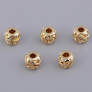 5pcs Golden Brass Ball Round Beads Carved Loose Spacer Beading Craft 7x6mm