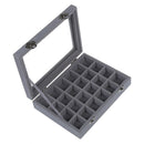 24 grid Display Box Jewelry Storage Glass Bracelet Watch pillow Buckle Grey B5A6