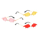 3Pcs Chic Bat Shaped Rimless Sunglasses UV400 Designer Sun Glasses Halloween