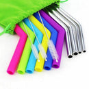 Reusable Silicone Straws BPA Free, Extra Long Flexible Drinking Straws with