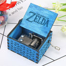 Retro Wood Hand Cranked Music Box Blue Carved Kids Birthday Gift Home Decor