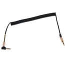 3.5mm Male to Male Stereo Audio Extension Aux Coiled Cable Right Angle - Black