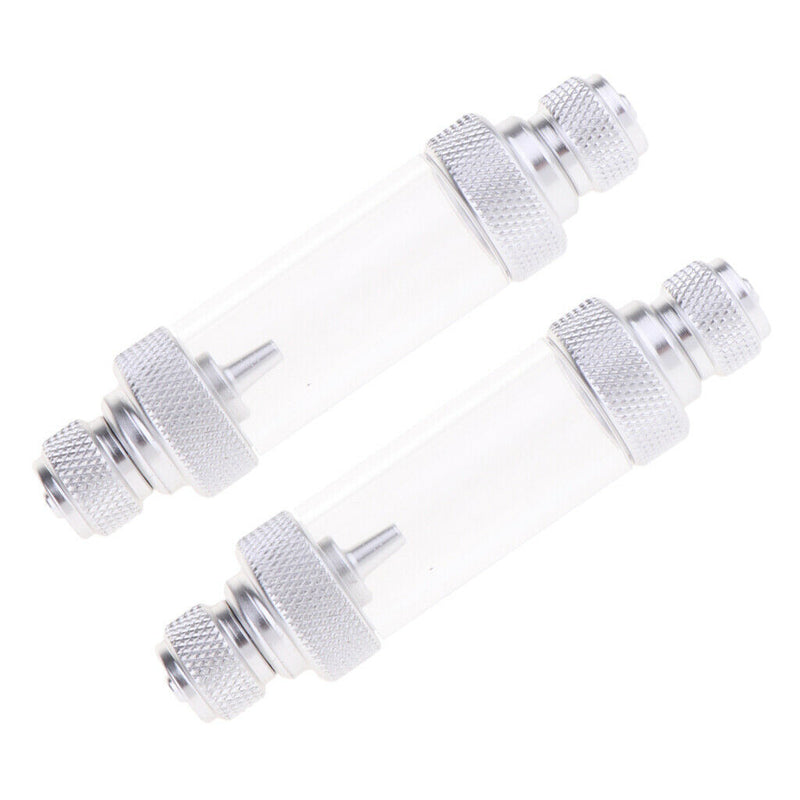 2 Pcs Aluminium Aquarium Check Valve Sliver Dural Head CO2 Bubble Counter