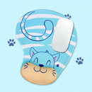 Skid Resistance Memory Foam Comfort Wrist Rest Support Mouse Pad Blue Cat A