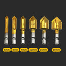 6pcs 6mm-19mm 82 Degree 1/4 Hex Shank HSS 5 Flute Countersink Drill Bit Tool