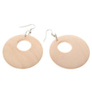 2 Pairs Women Wooden Hollow Geometric Round Circle Earrings Dangle Earrings