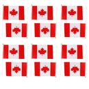 12Pcs Canada Hand Waving Flag Canadian Small National Flags Pole Banners NEW