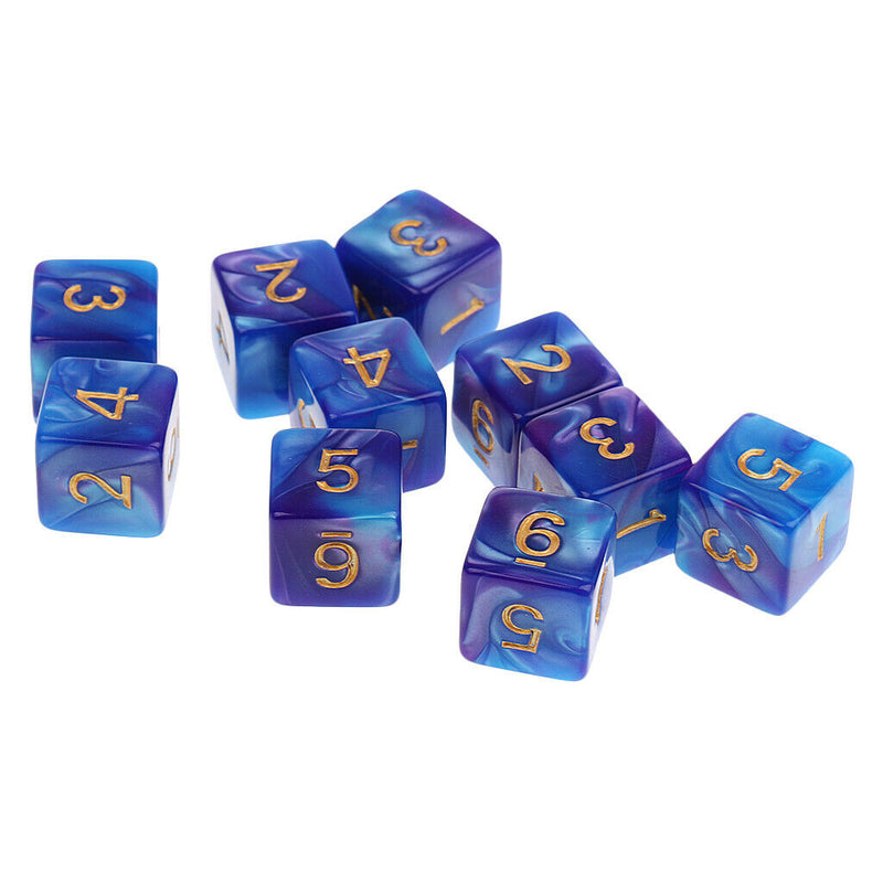 10 D6 Polyhedral Dice For  Table Games Blue