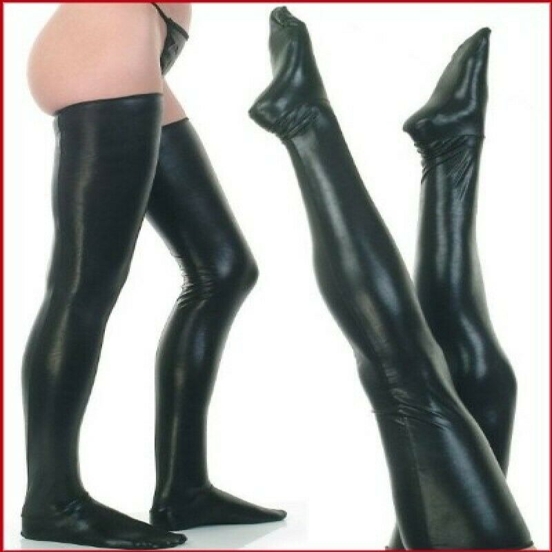 Fashion Womens Sexy Long Socks Thigh High Stockings Faux Leather Club-wear