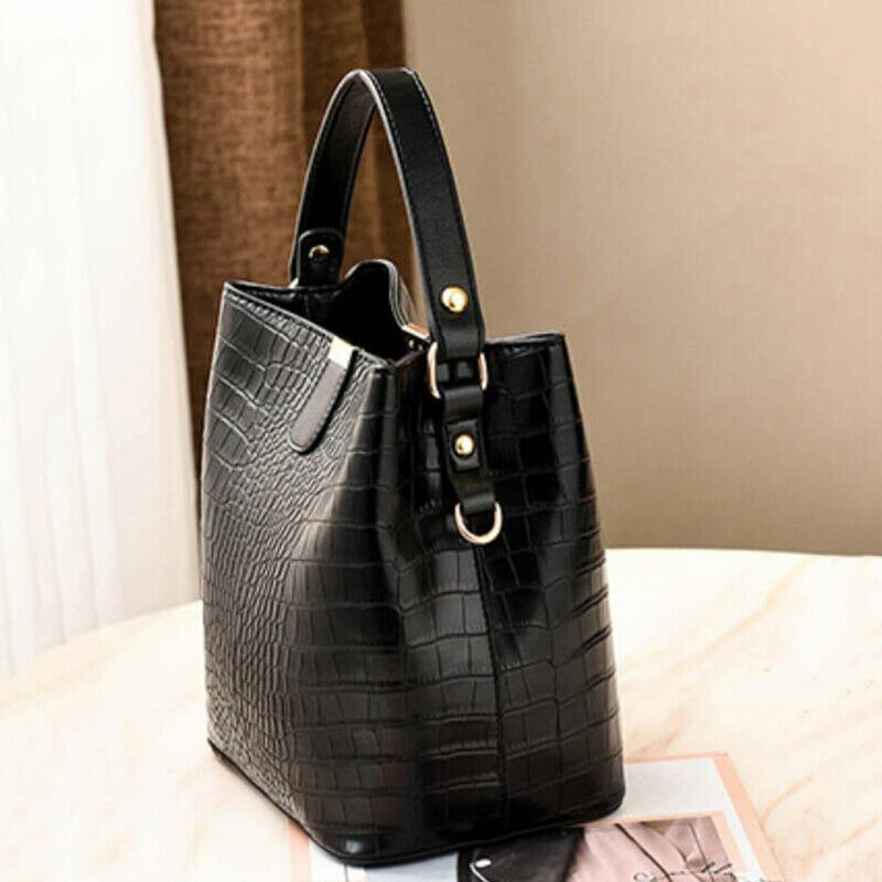 Retro Alligator Bucket Bags Women Crocodile Pattern Handbag Capacity Casual Y9Y5