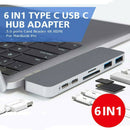 6 in 1 Type C USB C Hub 4K 30HZ Adapter Dongle USB 3.0 Port for MacBook Pro US