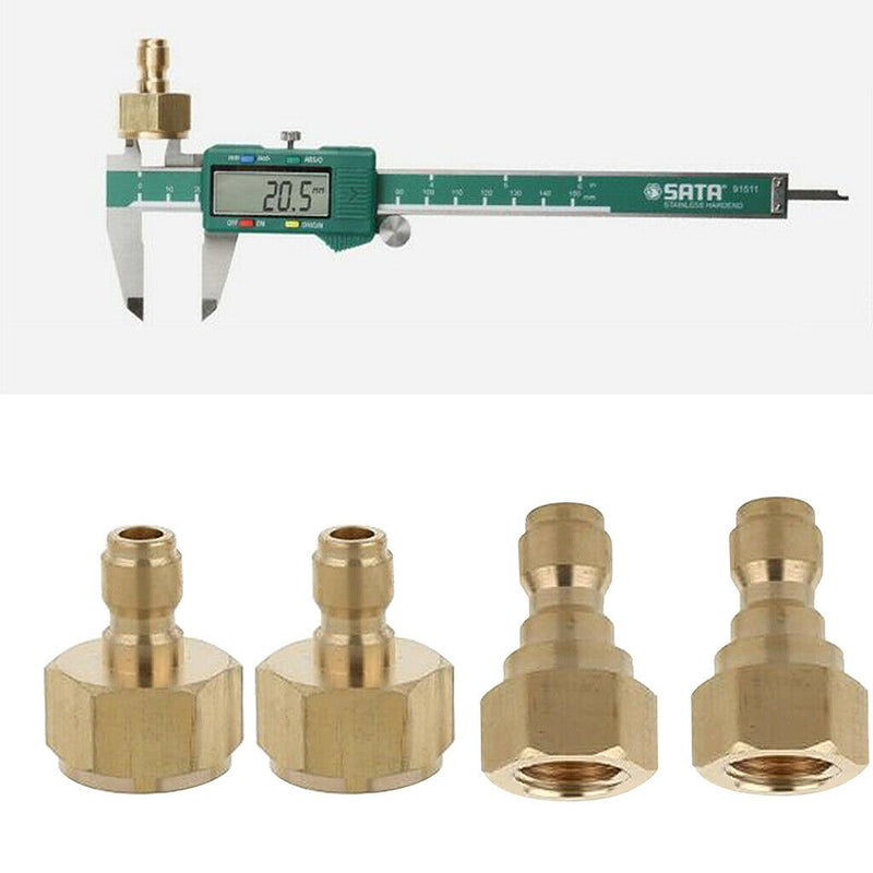 4pcs Brass High Pressure Washer Garden Hose Connectors M22 Male & M22 Female