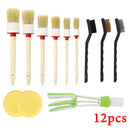 12x Auto Car Detailing Brush Kit Boar Hair Vehicle Interior For Wheel Clean Set