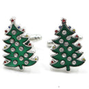 Crystal Enamel Christmas Tree Cufflinks Mens Cuff Links Jewelry Wedding Party.ES