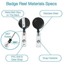 10 Retractable Reel ID Badge Card Holder + 10 Double Sided Vertical Clear I