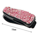 Pink Rhinestone Shining Car Sun Visor Glasses Clip Sunglass Holder Plastic