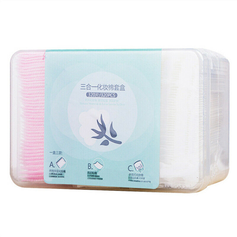320Pcs/Bag Soft 3-In-1 Facial Organic Cotton Pads Facial Cleaning Nail Poli L1R5