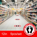 Set 5 Social Distancing Safety Floor Decals Stickers Notice Caution Shop A