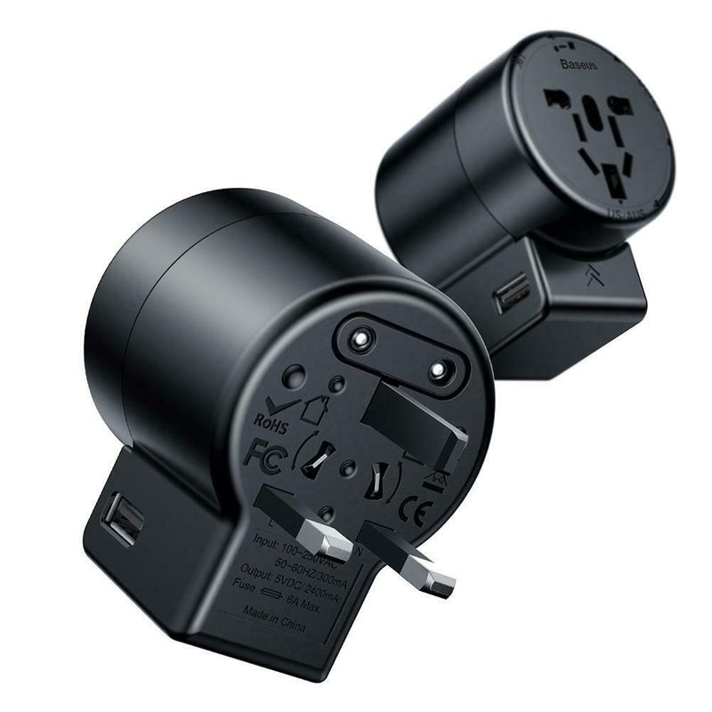 Baseus Universal Travel Adapter USB Charger Plug Power Converter+Socket Pin