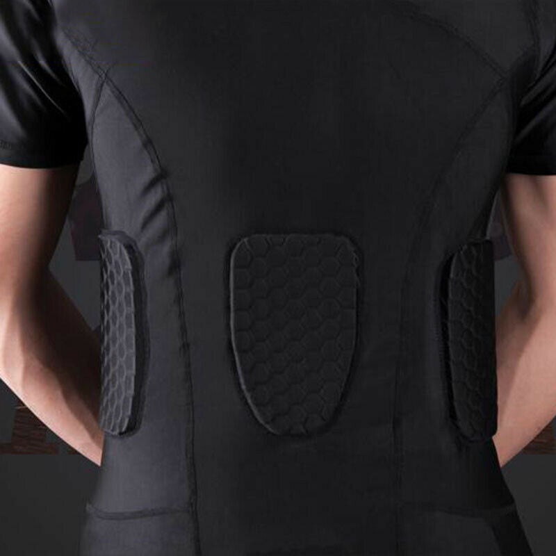 Men's Rib Protector Padded Vest Compression Shirt Training Vest with 3-Pad fN6O8