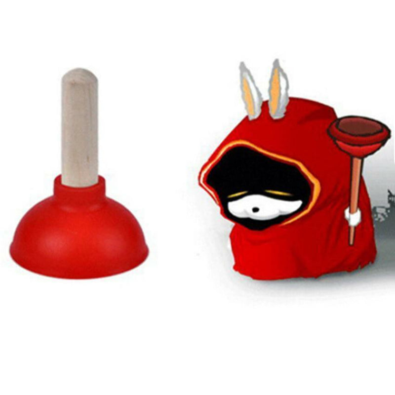 7pc Mini Wooden Hanle Toilet Shape Plunger Rubber Cell Phone Sucker Holder Stand
