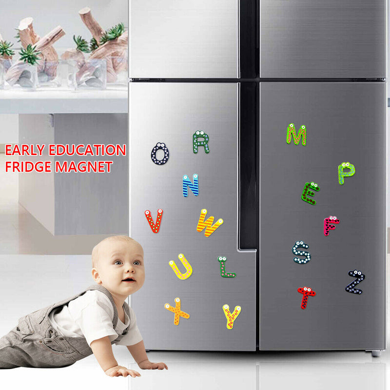 26pcs Wood 26 Alphabet Fridge Stickers Invisible Magnet Home Office Gadgets
