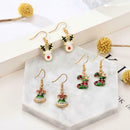 6 Pairs Christmas Elk Dangles Earrings Women Crystal Bell Ear Drop Jewelry