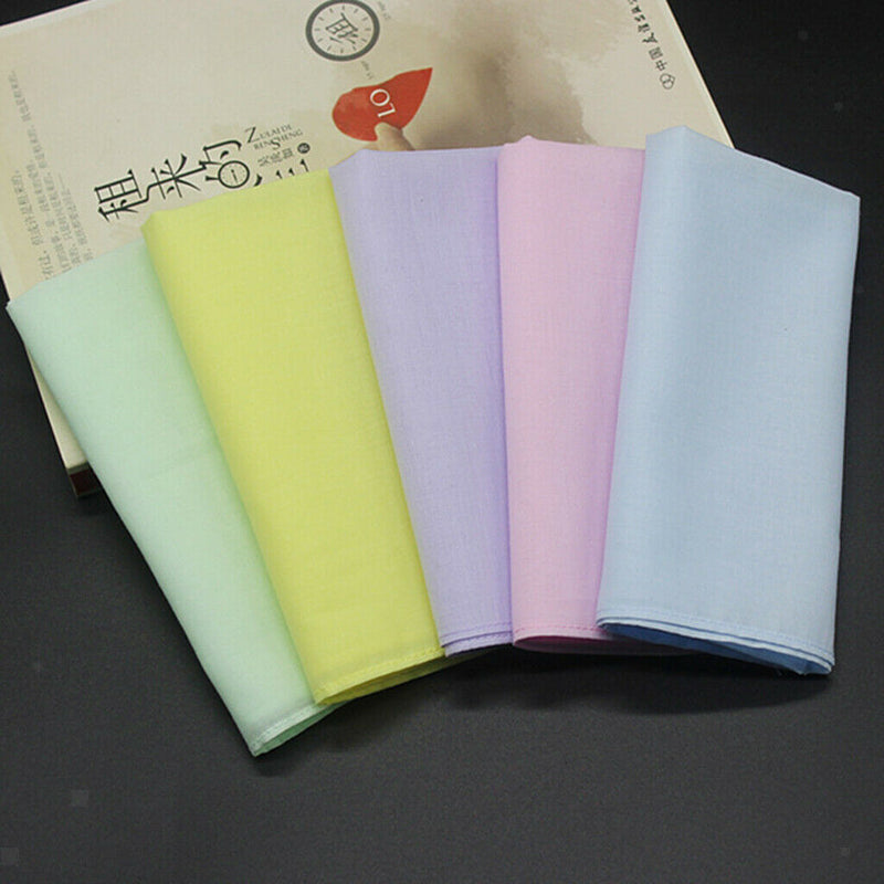 10pack Pure 100% Cotton Colorful Handkerchiefs Women Men Hanky Square Hankies
