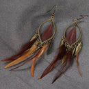 Fashion Exotic European Alloy Feather Long Drop Earrings for Women Girls