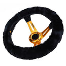 Car Soft Elastic Winter Warm Plush Steering Wheel Cover(Black)