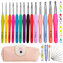 14pcs Aluminum Crochet Set Soft Handles Knitting Needles Kit Weaving Tools