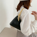 Women Stone Leather Shoulder Bags Elegant Chain Messenger Handbags (Black)