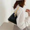 Women Stone Leather Shoulder Bags Elegant Chain Messenger Handbags (Black)
