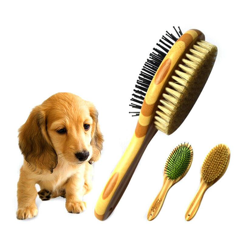 Pet Comb Professional Double Sided Pin Bristle Bamboo Brush Grooming Comb