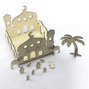 Log Wood Muslim Islam Castle Ornament Eid Mubarak Ramadan Home Party Craft  B8C1