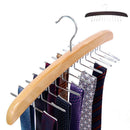 Wooden Necktie Tie Hanger Rack Scarf Organizer Holder with 24 Hooks for Hom W7R1