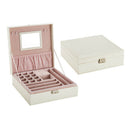 Leather Square Jewelry Box With Mirror Jewelry Cases Storage Box White