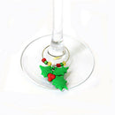 6pcs Assorted Christmas Wine Glass Charms Drink Markers Charm Rings Decor