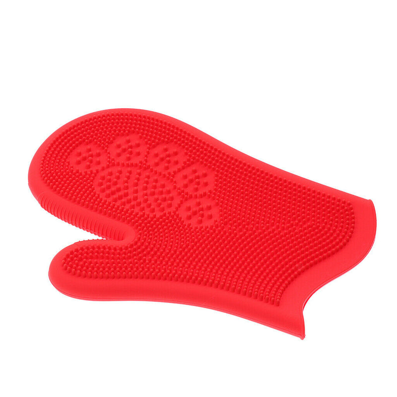 1Pcs Pet Cat Dog Bath Cleaner Grooming Glove Brush Hair Remover Red