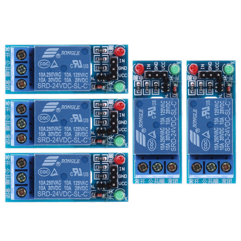5Pcs 24V 1-Channel Relay Module Optocouple Board Shield for PIC AVR DSP ARM