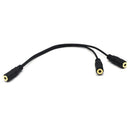 Black 3.5mm 1/8" Female To Dual 3.5mm Jack Female Y Splitter Stereo Audio CablJR