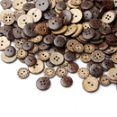 50 Pcs New Brown Coconut Shell Buttons Craft Sewing Scrapbooking 4 Holes