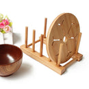 Dish Rack Pots Wooden Plate Stand Wood Kitchen Cup Display Drainer Holder N