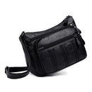 Casual Messenger Bag Women Leather Pure Color Multi-Pocket Shoulder Handbag